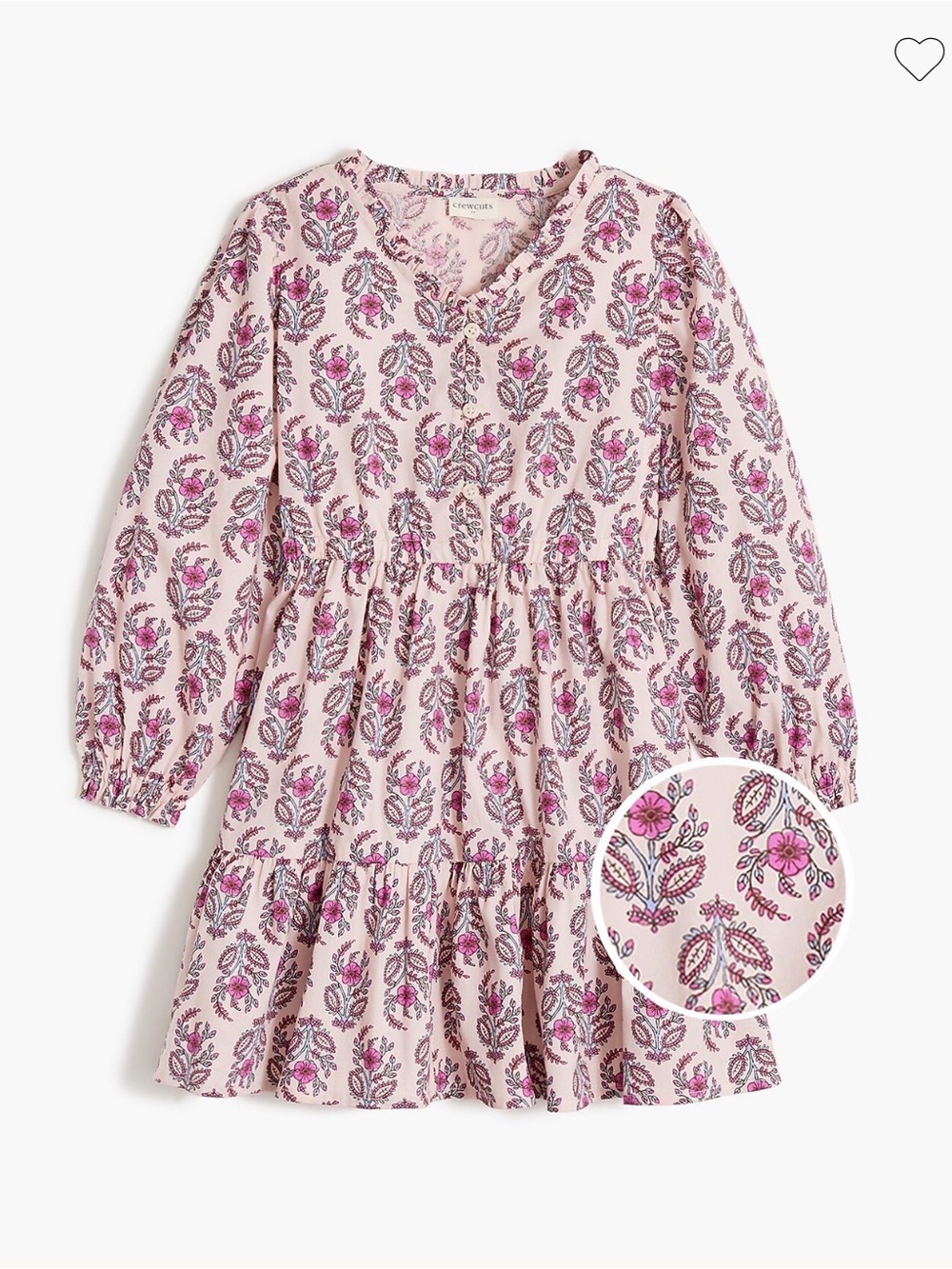 Crewcuts Pink Floral Button-Front Girl Dress Size 7